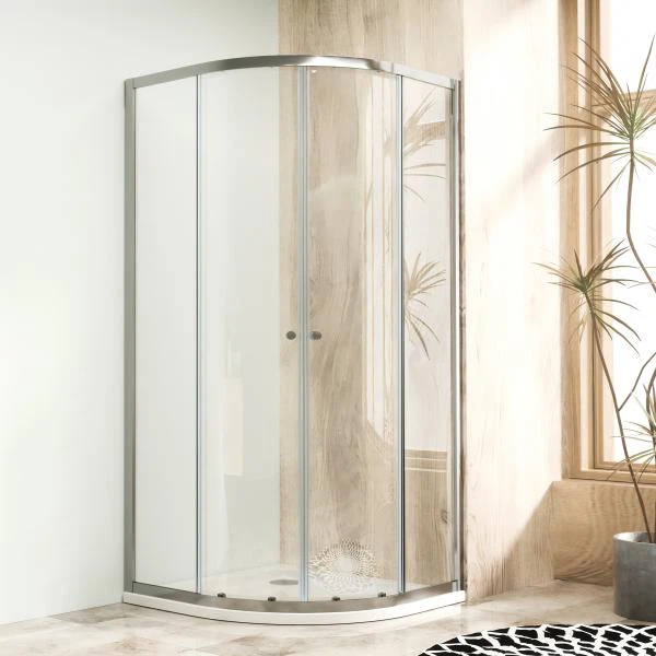 সাদা ট্রে সহ কোয়ার্টার শাওয়ার কিউবিকেল